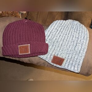 LOVE YOUR MELON Maroon & White/Navy Beanies, NEW & EUC!!!